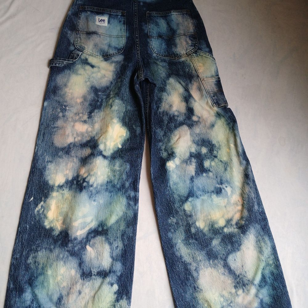 Lee Jeans 26 Wide‎ Leg Flare Bleach Dye Slouchy Carpenter Festival Hippie Grunge